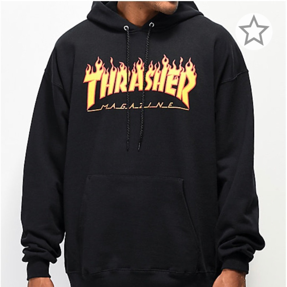 Thrasher flame hoodie black